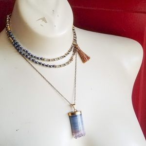“Vogue Vagabond” Agate crystal beaded 2 in 1 Wrap